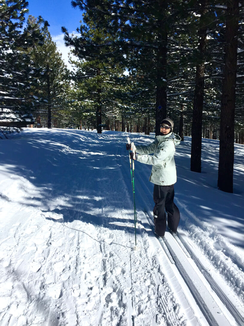 Cross country skiing at Shady Rest in Mammoth Lakes.