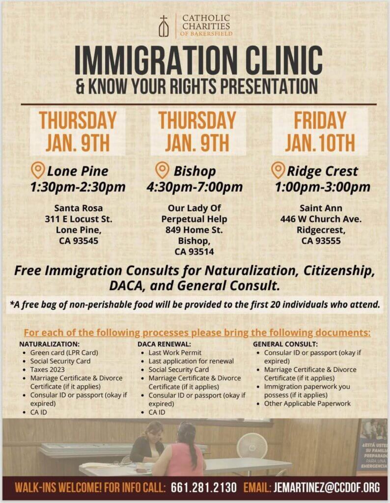 Immigration Clinic January 2025 poster