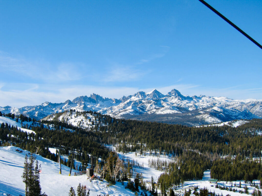 View of the Minarets from the gondola up to the top of Mammoth Mountain