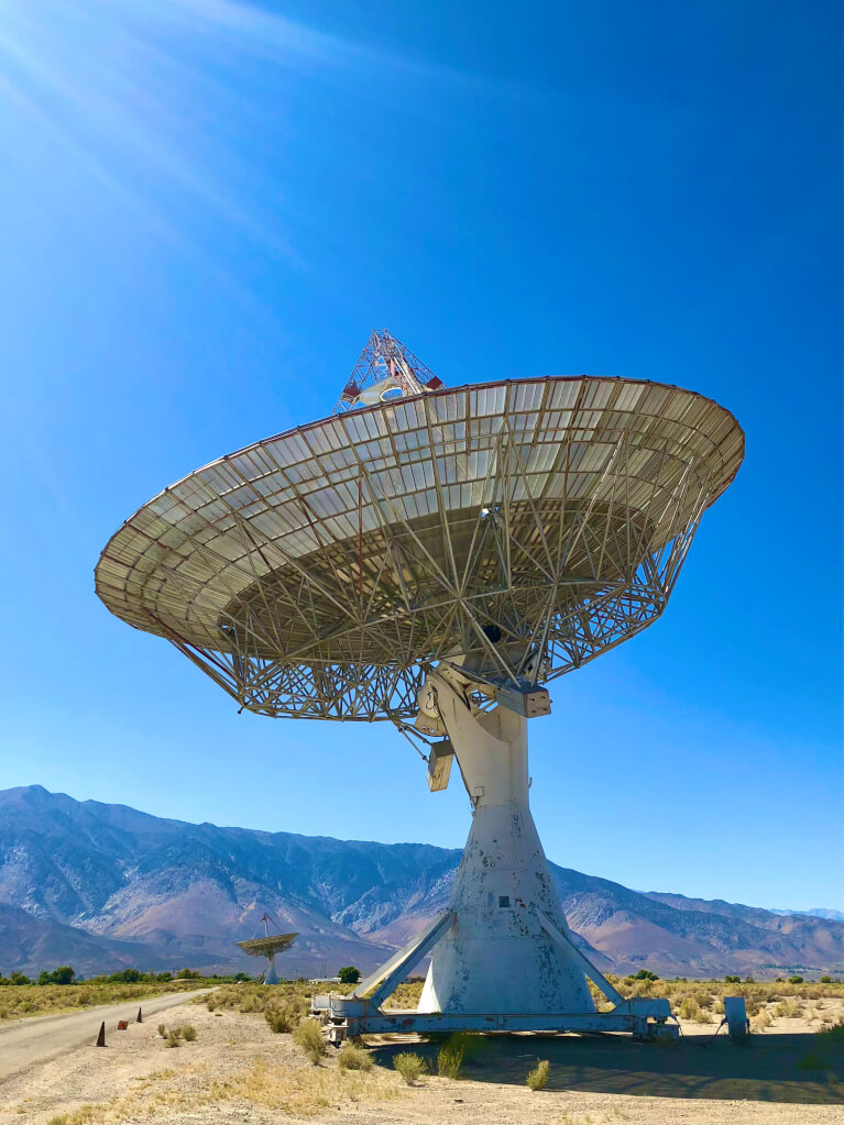 One of the two 90-foot dishes still in operation at the Owens Valley Radio Observatory near Big Pine. Affectionately known as Big Ears.