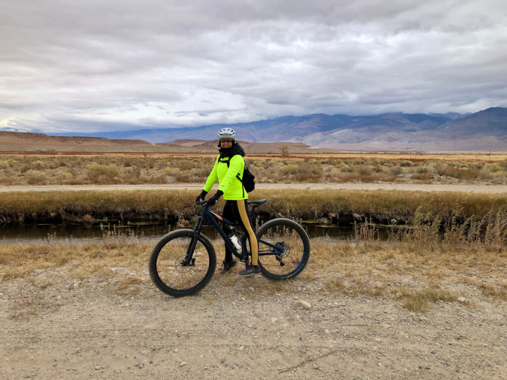 A chilly winter mountain bike ride along the canals in the Owens Valley.