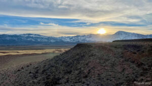 Sunset behind the Sierra seen from the Volcanic Tablelands near Bishop